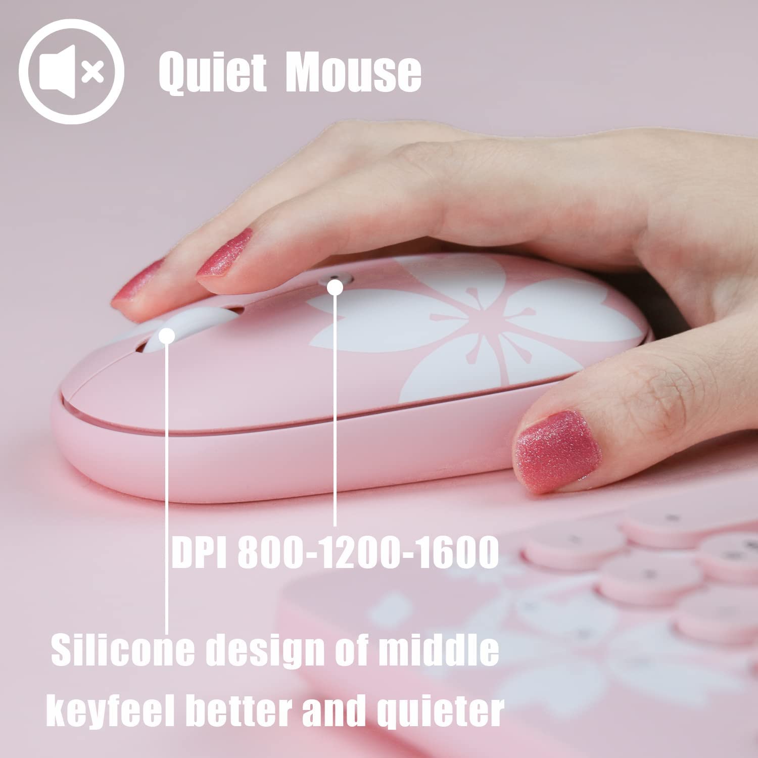 Mytrix Sakura Wireless Keyboard and Mouse Set, Cherry Pink Wireless Mouse and Keyboard Combo, Retro Type-Writer Keys, Silent 96-Key Keyboard Mytrix Sakura Wireless Keyboard and Mouse Set, Cherry Pink Wireless Mouse and Keyboard Combo, Retro Type-Writer Keys, Silent 96-Key Keyboard
